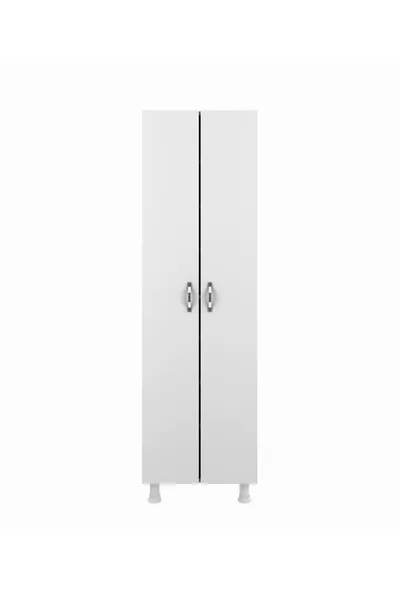 2-Deurs 8-Planken Keukenkast Badkamerkast Multifunctionele Kast Wit