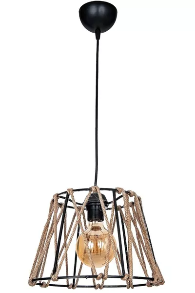 Lampadario singolo con corda Elis nero