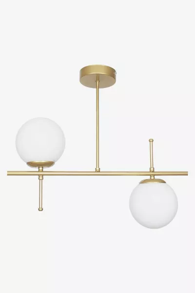 Cello Modern Design Metal Antique Gold Color White Glass Dining Table Chandelier - Living Room 2-Light