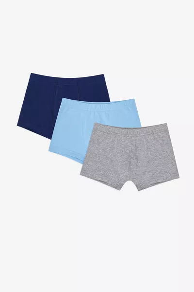 Jungen Boxer-Set, 3-teilig, einfarbig und mehrfarbig