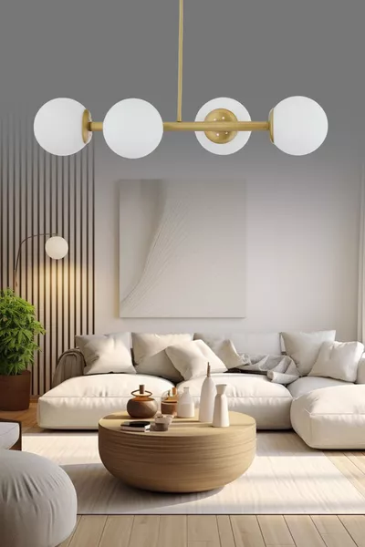 Луксозен модерен дизайн с античен ефект 4-ка с бяло стъкло абажур