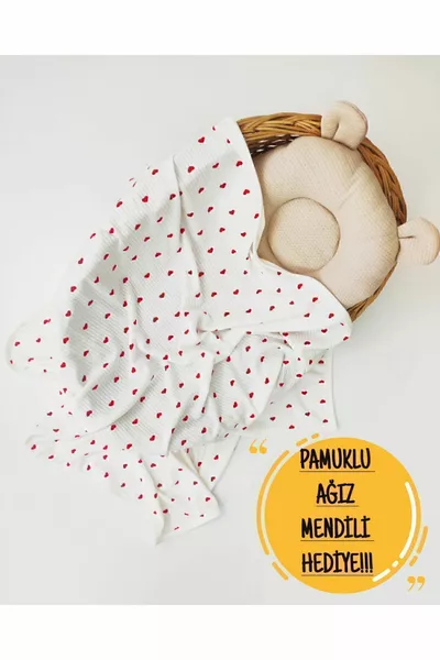 Rood Hartje Organic % Katoen  cm Enkelvoudige Baby Deken Autostoeltje & Inbakerdoek