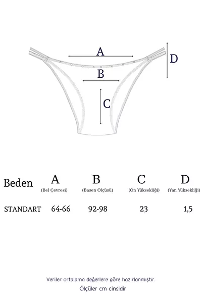  Double String-Stone Detailed Bikini Panty Pack 