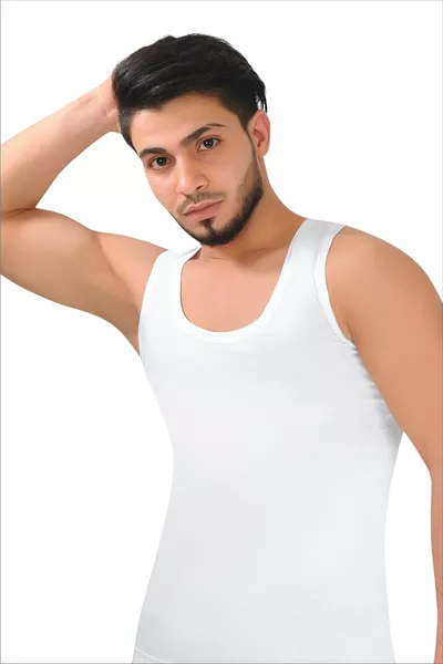 Мъжки бял потник с ликра