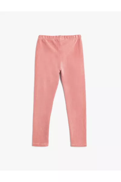 Basic Samt-Leggings mit Rippbund und Gummizug, Baumwollmischung