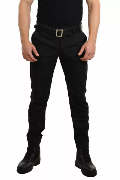 Schwarze Stretchhose mit seitlichem Klettverschluss