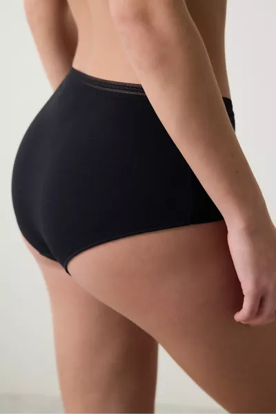 Easy Высокие хлопковые трусы с завышенной талией, черные