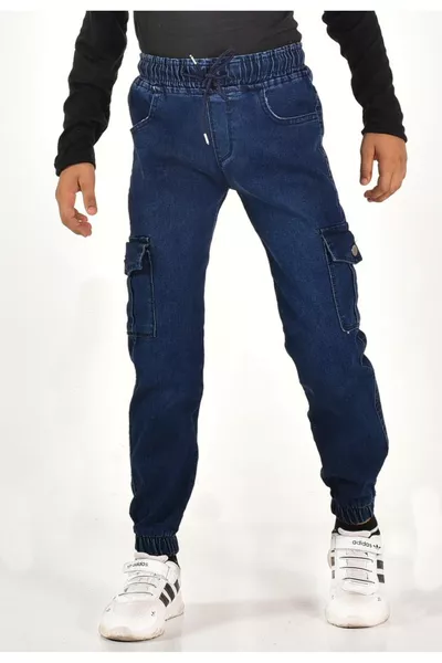 Kargo Cep Çocuk Erkek Komando  Likralı Kot Pantolon