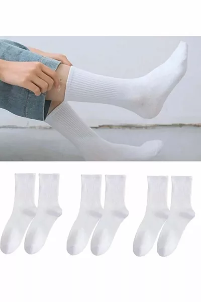 Chaussettes de sport collège blanches unisexes par lot de 3