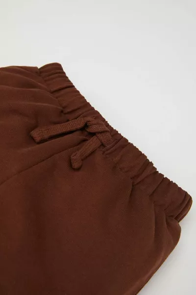 Brown Baby Boy Sweatpants with Elastic Waist and Ankles, Label Print /