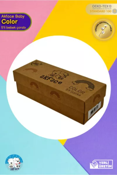 Lot de 5 chaussettes pour bébé unisexes en coton biologique lavé, boîte de 0 à 6 mois.