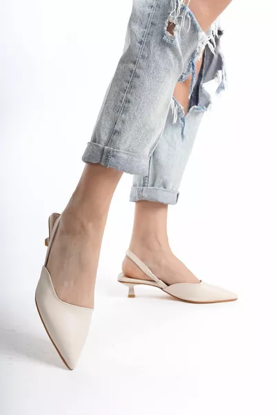 Terra Skin Damen-Fersen aus Leder mit spitzer Zehenpartie und offenem Rücken