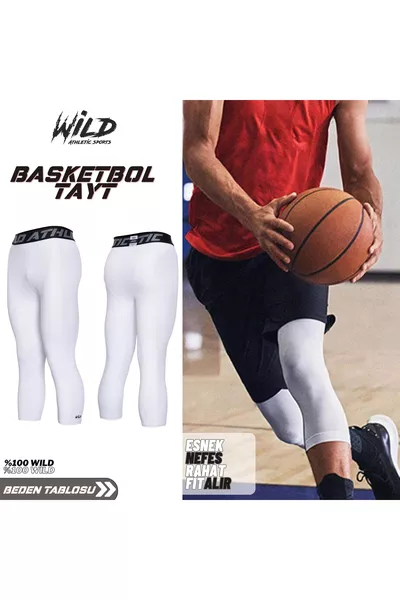 Tight sportivi da basket bianchi 3/4 Pro