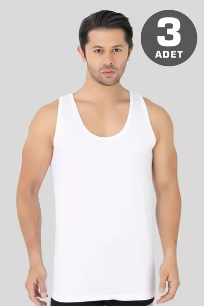 قميص داخلي رجالي أبيض من القطن %، عبوة مكونة من 3 قطع