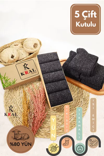 Calze in lana d'agnello termiche da donna, senza cuciture, confezione da 5 paia, per l'inverno