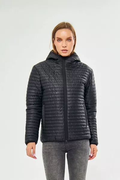 Veste Femme Imperméable à Capuche avec Poches et Doublure Noire