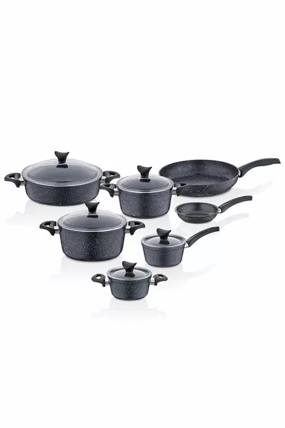 MasterCook Family 4-Piece Granite Pot Set Black
