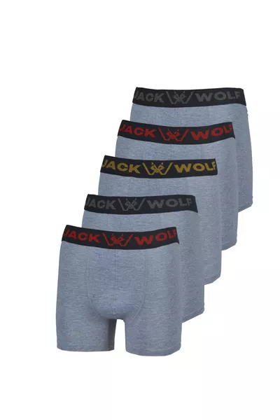 Gray 5-Pack Cotton Stretch Men's Boxer Shorts