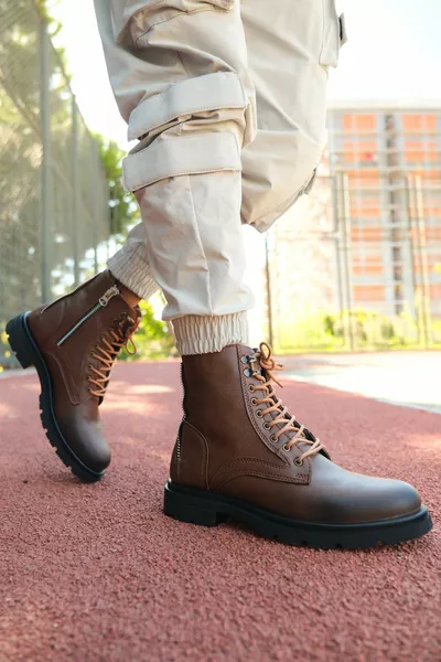 Men's Zippered Postal Boots  Tan