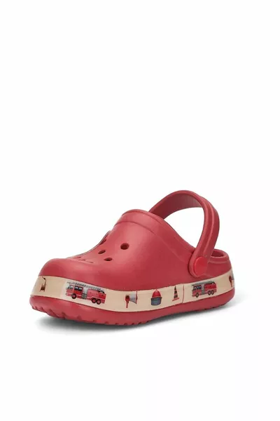 Boys' Crocs Model Firefighter Patterned Non-Slip Sole Beach Pool Sea Sandals Slippers