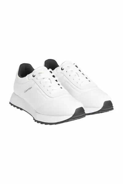 شعار العلامة التجارية للرجال عدم الانزلاق وحيد الدانتيل متابعة حذاء رياضي أبيض 