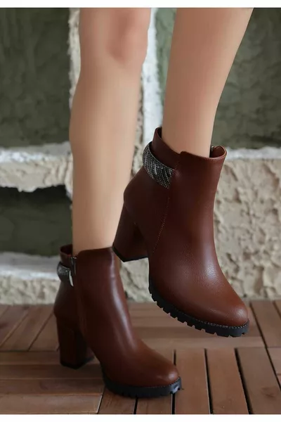 Zippered Women's Daily Use Side Stone Short Boots