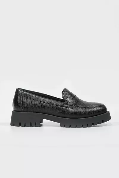 SCHWARZE LOAFER-SCHUHE AUS ECHTEM NATURLEDER FÜR DAMEN