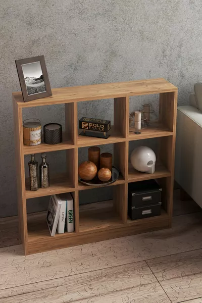 Boekenkast Multifunctionele Keukenrek Kast 9-Vaks Atlantische Den