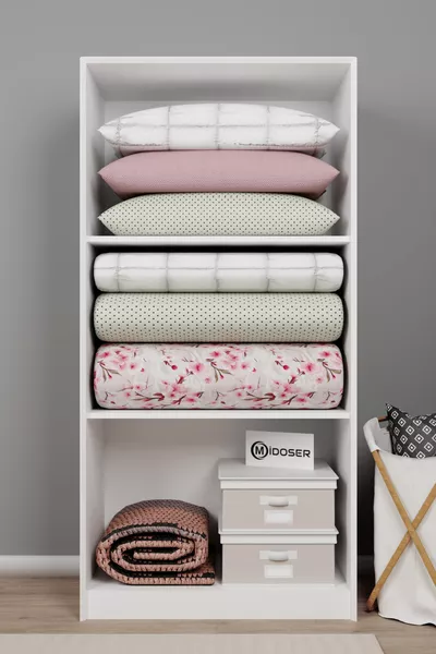 Armadio a Due Ante Lucas 2, Bianco Opaco, per Trapunte e Cuscini