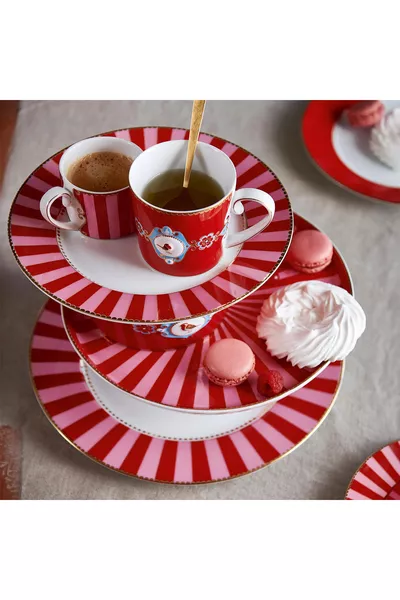 Love Birds Red Pink Porcelain Dinner Plate, 25 Cm