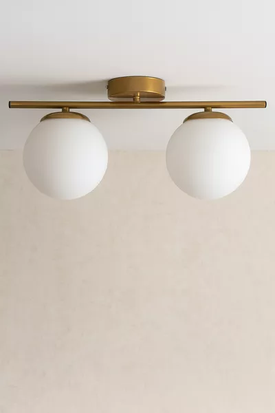 صالة نيكَا الحديثة - مطبخ - غرفة نوم، ثنائي الثريا الحديثة بالزجاج الأبيض العتيق