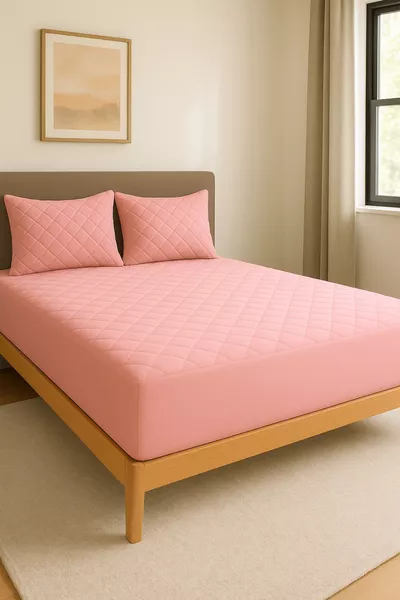 Poederkleurig % Katoen Gewatteerd Hoeslaken Matrasbeschermer Baby-Enkel-Dubbel-Koninginnengrootte Matrasbeschermer