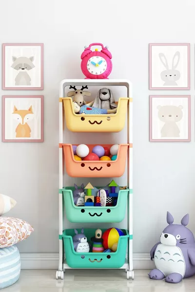 CANDY 4-Tier Toy Cabinet, Toy Organizer, Toy Cabinet with Baskets