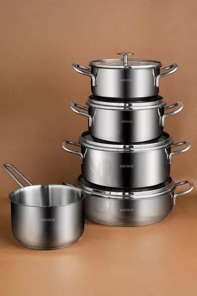 Aris 9-Piece Steel Cookware Set with Induction Base