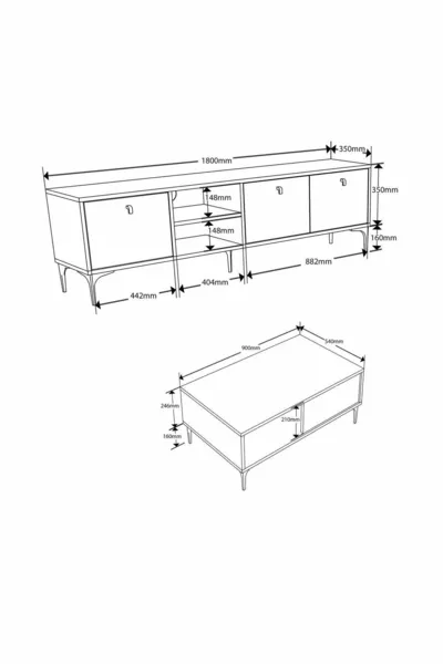 SET VISION TV UNIT - COFFEE TABLE SET BASKET - YUNUS