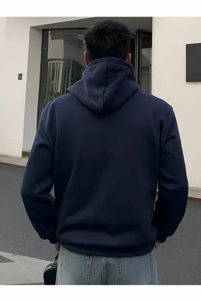 Navy NYC Printed Hooded Unisex Sweatshirt