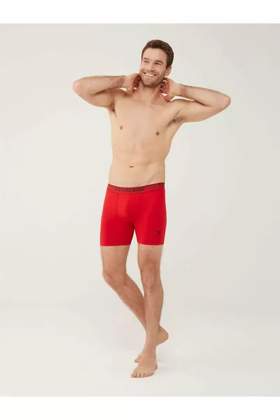 Erkek Kırmızı - Gri Melanj - Lacivert 3 Lü Uzun Paçalı Boxer