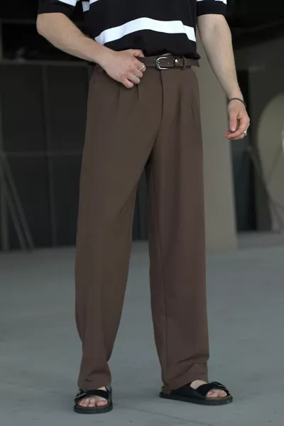 الرجال مطوي فضفاض مصبوب السراويل النسيج