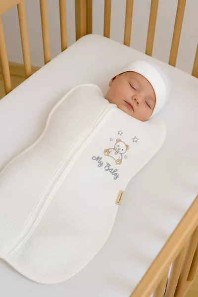 4-lagiger Musselin Baby-Schlafsack für Mädchen und Jungen, % Baumwolle, natürlich, organisch, Schlafsack für Neugeborene, 3-6 Monate