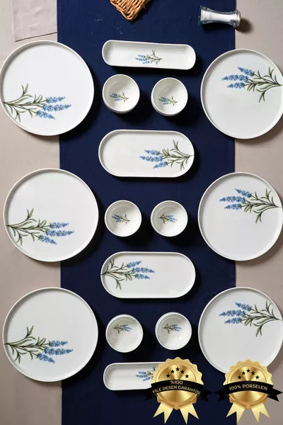 Lavanta  Parça 6 Kişilik Porselen Kahvaltı Takımı