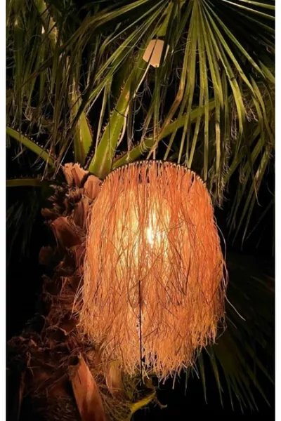 Hasır Püsküllü Avize Rafya Bohem Avize Kış Bahçesi Mekan Tasarım