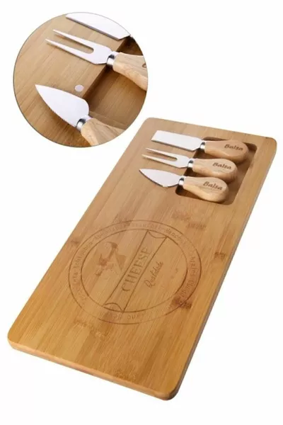 Natural Bamboo Cheese Serving Set Alkano (BAMBOO)