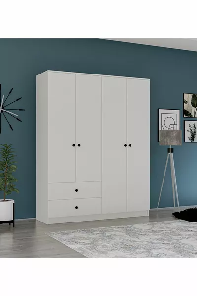 Armadio Gm Novado con 4 porte e 2 cassetti, maniglie a bottone