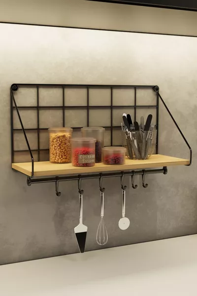 رف حائط معدني رف حائط حديث مع علاقة وخطاف