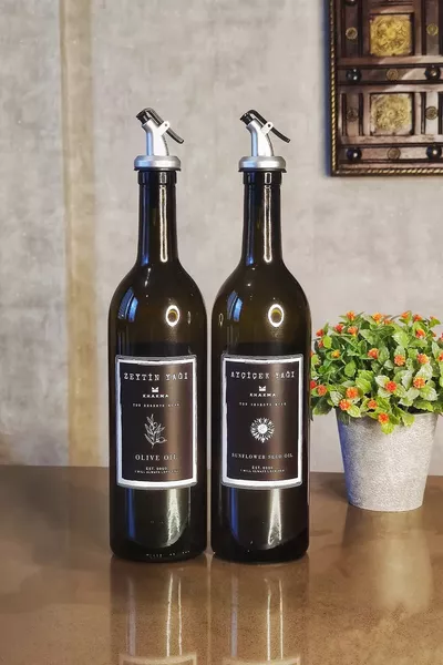 Amber 2'li  ml Zeytinyağı Sıvıyağ Şişesi Yağdanlık Yağlık  Ss Za