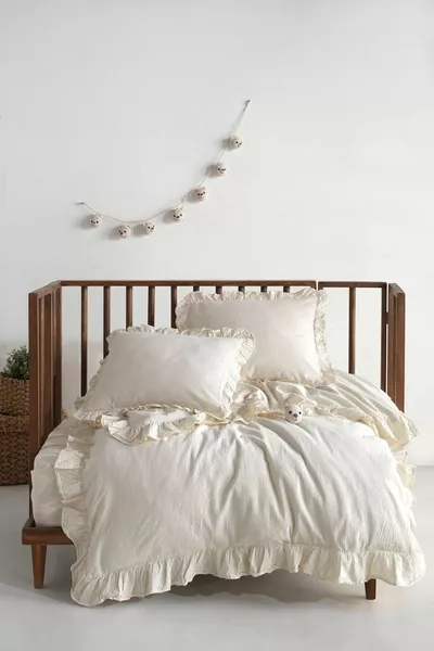 Pure Natural Bebe % Baumwolle Rüschen Waschbare Bettwäscheset *