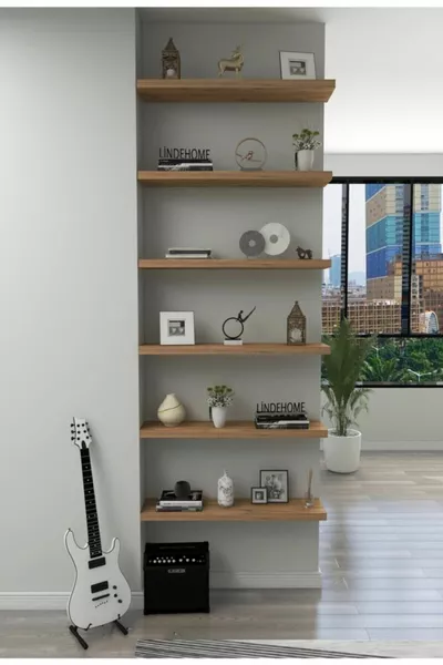 Étagère volante Atlantik Pin 6 pièces, Étagère murale, Bibliothèque