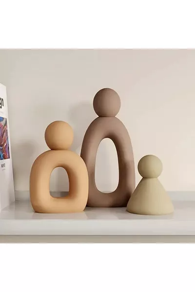 تمثال زخرفي ثلاثي لعائلة، ملون، تجريدي، حديث