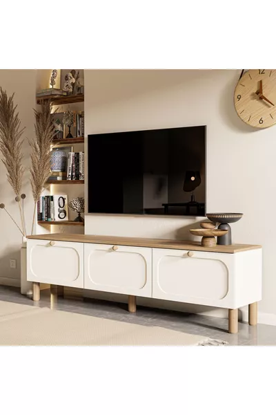 Monza Cm (Membrane MDF Door) Bohem TV Unit Basket-White