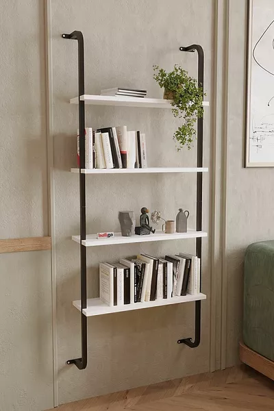 4-Laden Wandgemonteerde Boekenkast Decoratieve Boekenkast Wit